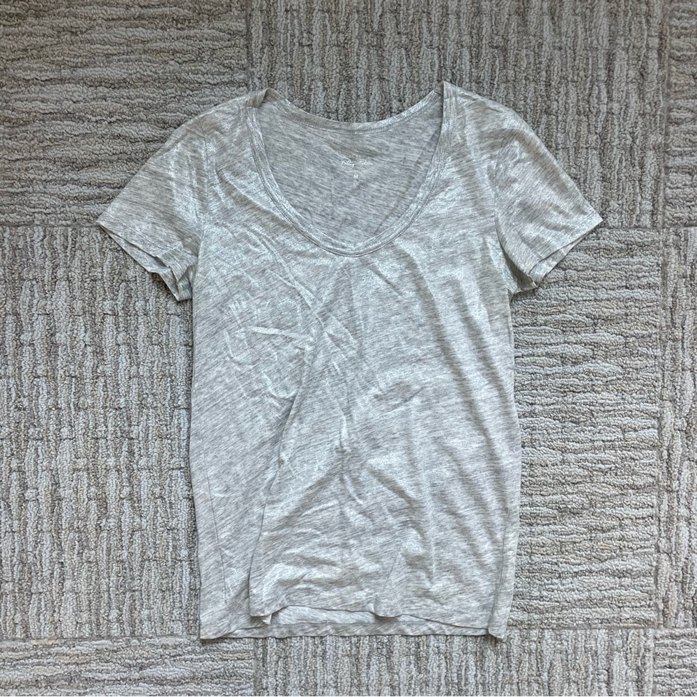 J. Crew Light Gray Silver Short Sleeve Tee